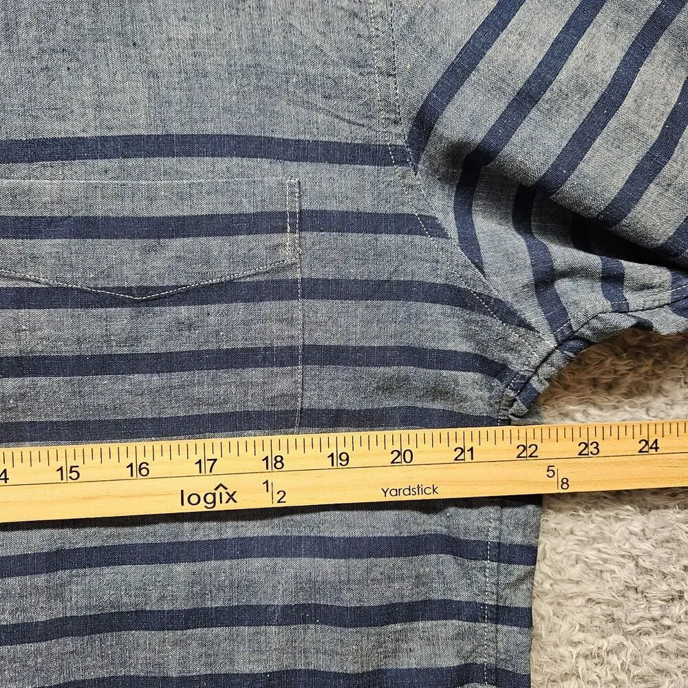 J Crew Mens Blue Stripe Button Down Shirt Size Large Slim 100% Cotton Classic